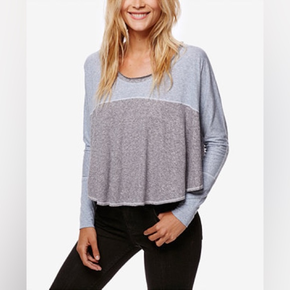 WE THE FREE BY FREE PEOPLE CLOUD NINE COLORBLOCK LONG SLEEVE TEE